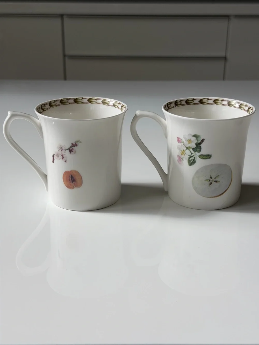 Queen’s Hooker’s Fruit Apple & Peach Fine Bone China Coffee Mugs - Set Of 2